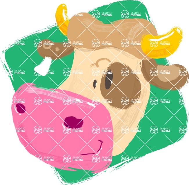 Cartoon Animal PNG Clipart - Cow Watercolor Avatar